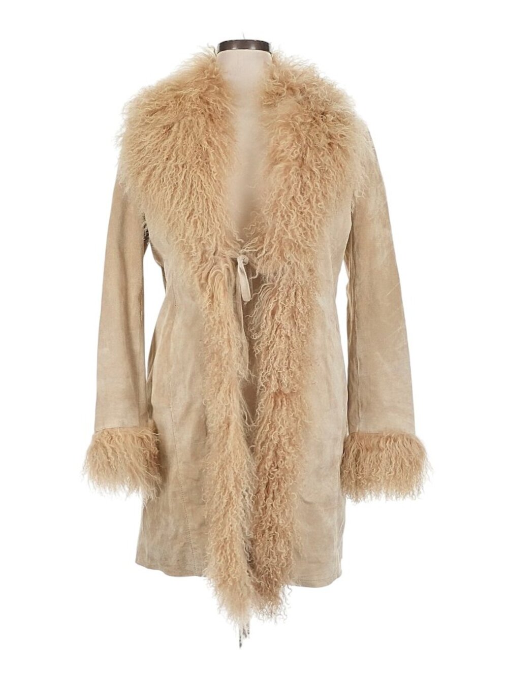 Vintage Raffaelo Beige Suede Leather Penny Lane Afghan Shearling Coat XL Boho